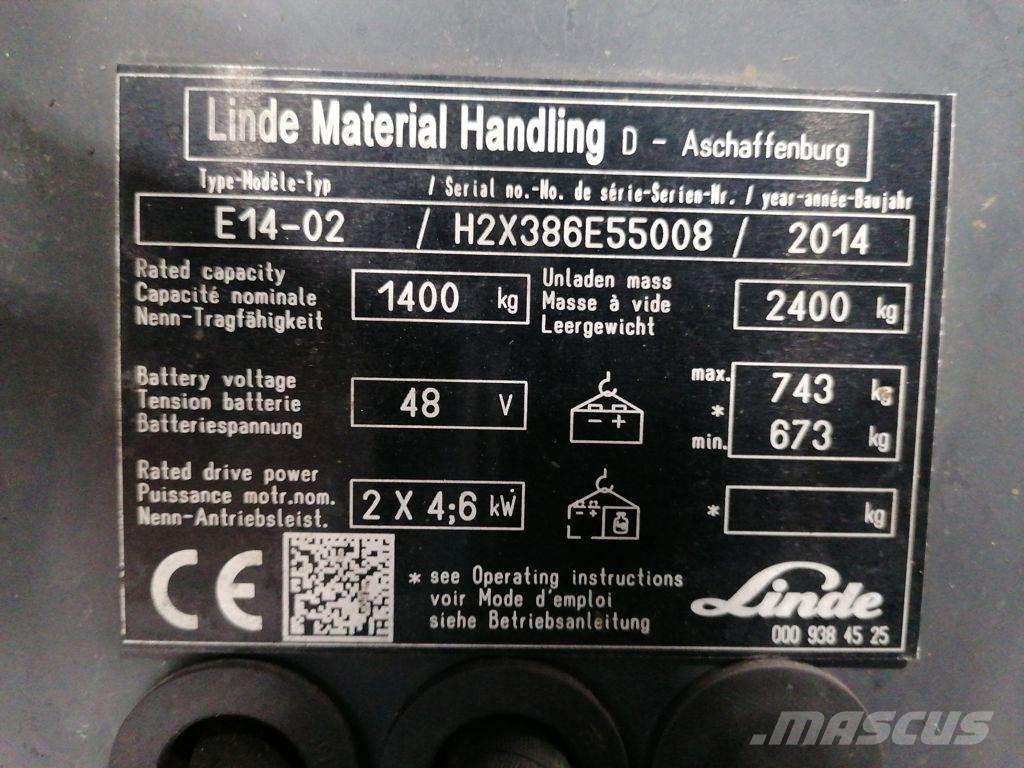 Linde E14-02 شاحنات ذات رافعات شوكية تعمل بالكهرباء