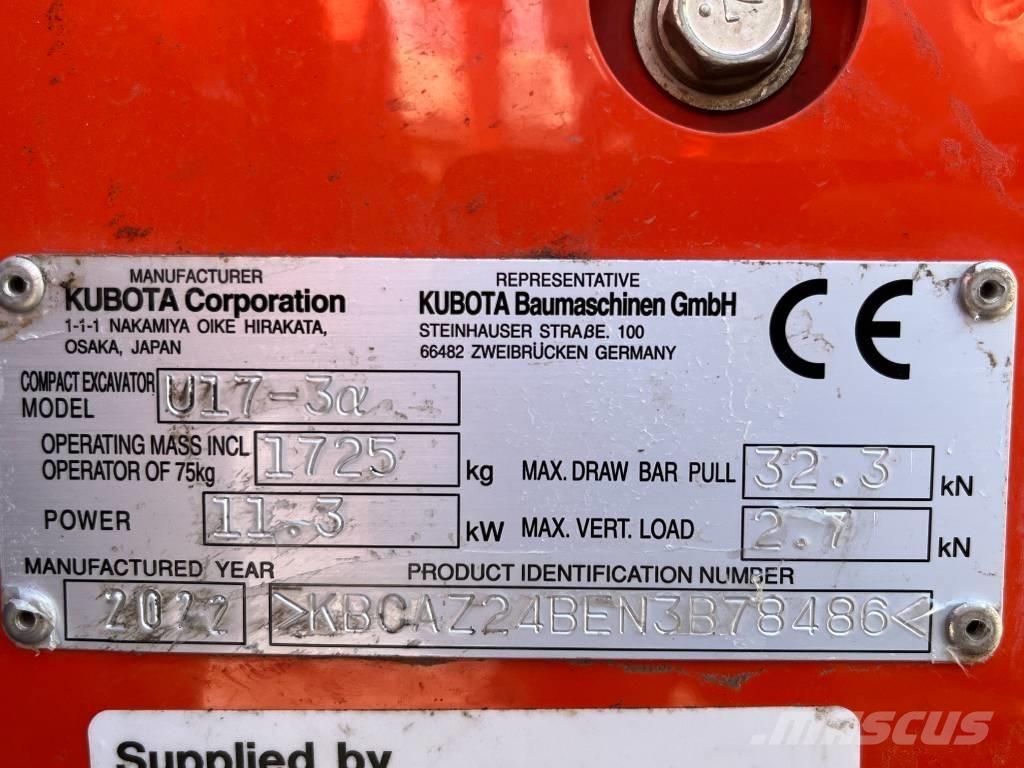 Kubota U 17-3 حفارات صغيرة أقل من 7 طن (حفارات صغيرة)