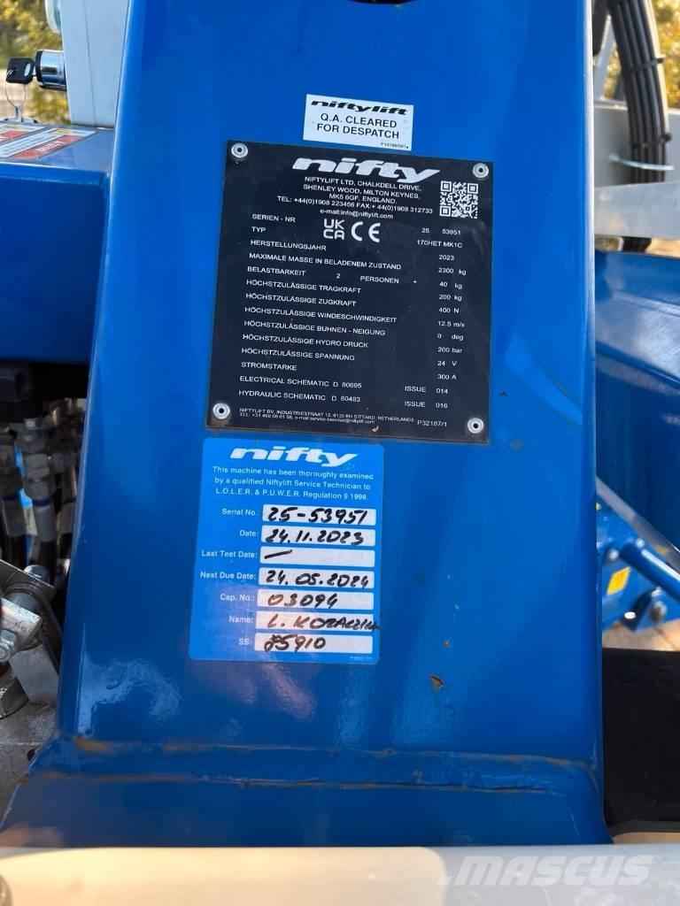 Niftylift 170 HET المنصات الهوائية المثبتة على مقطورة