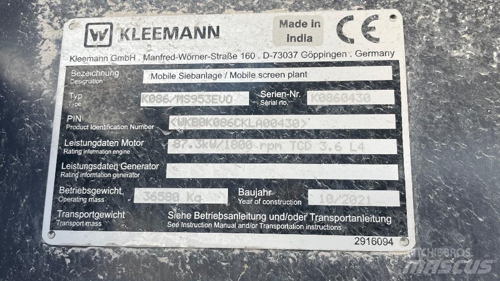 Kleemann 953 غرابيل