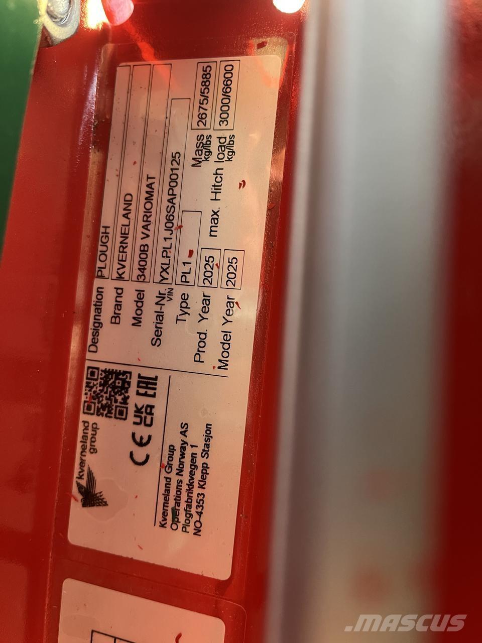 Kverneland 3400B محاريث عكسية