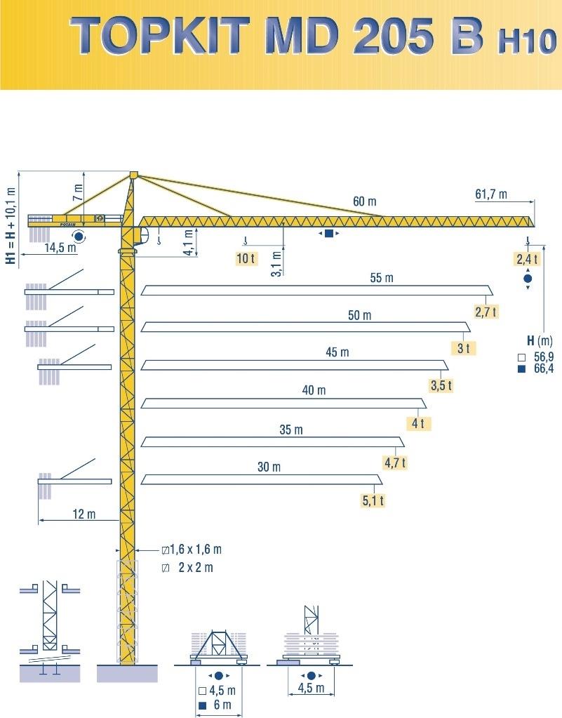 Potain MD 205 B H10 رافعات برجية