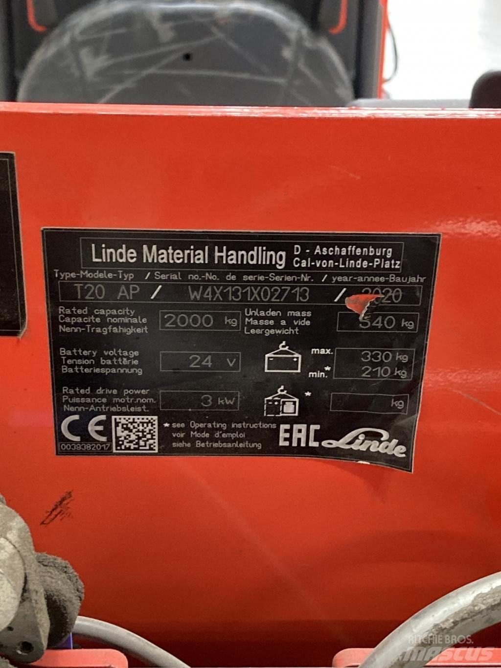 Linde T20AP kurz معدات الرفع منخفض المستوى