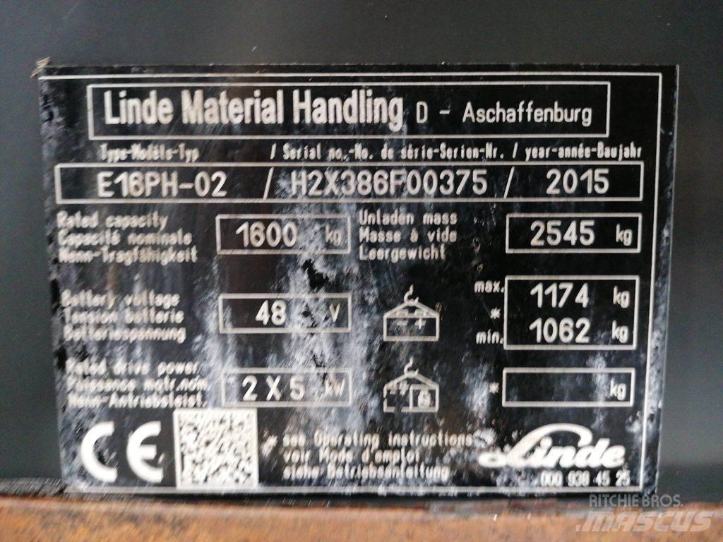 Linde E16PH-02 شاحنات ذات رافعات شوكية تعمل بالكهرباء