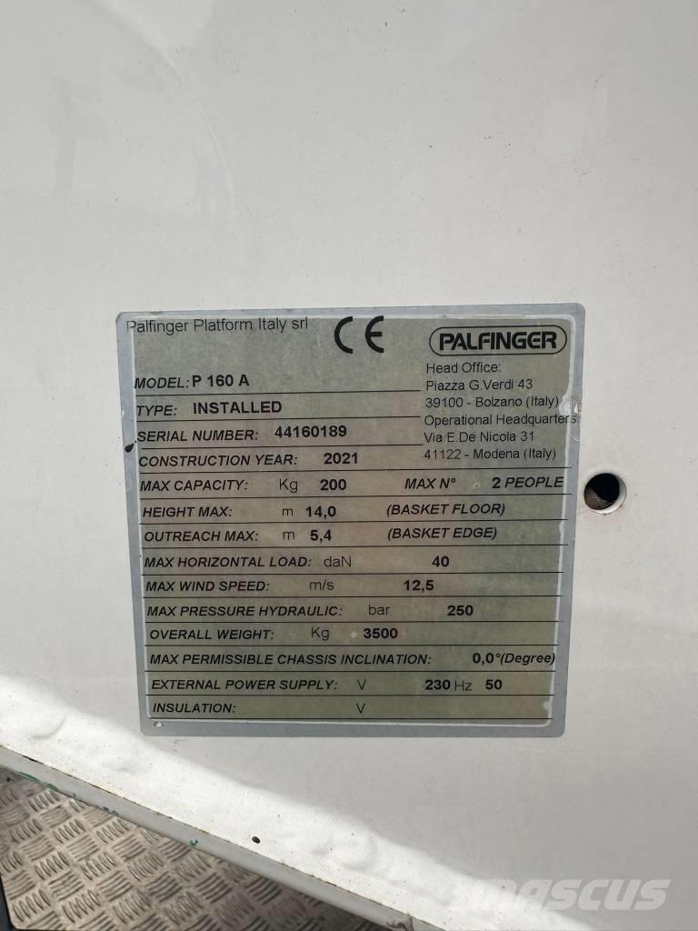 Palfinger P160A المنصات الهوائية المثبتة على شاحنة