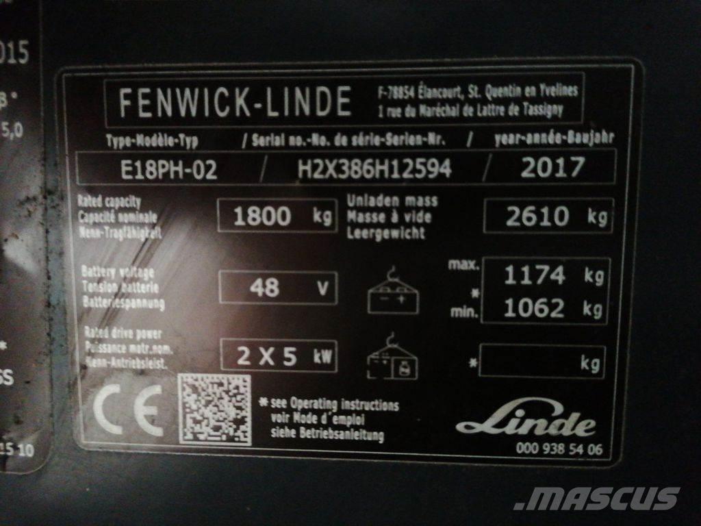 Linde E18PH شاحنات ذات رافعات شوكية تعمل بالكهرباء