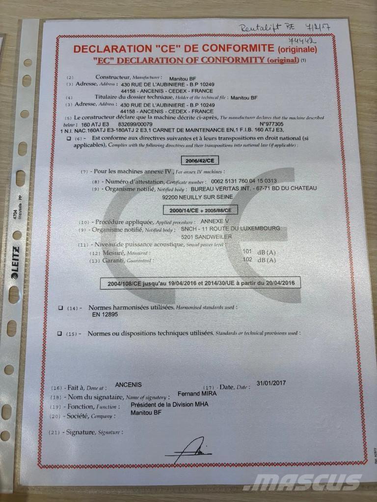 Manitou 160 ATJ رافعات سلة تلسكوبية