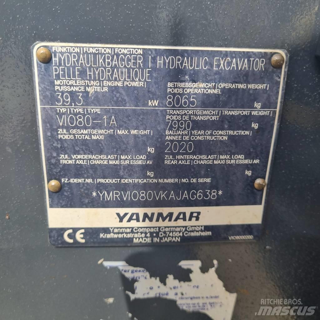 Yanmar Vio 80-1A حفارات وسط 7 طن - 12 طن