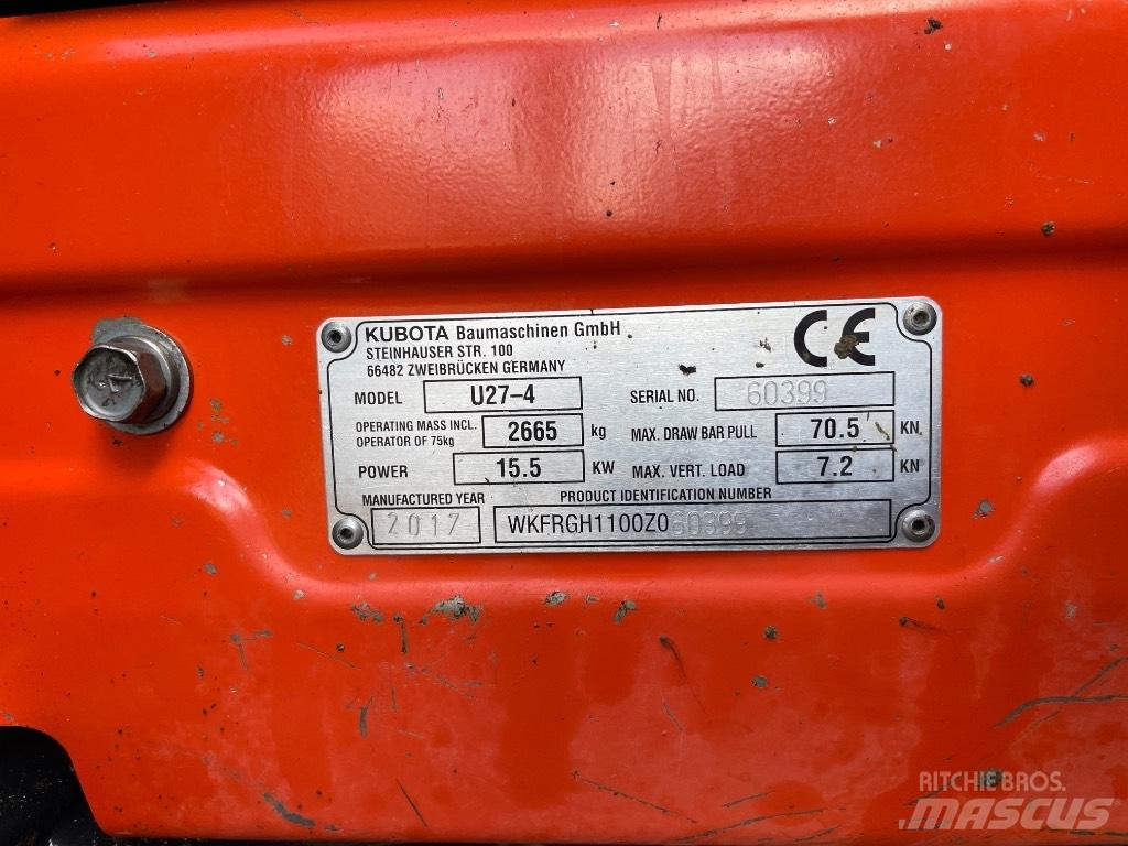 Kubota U 27-4 حفارات صغيرة أقل من 7 طن (حفارات صغيرة)
