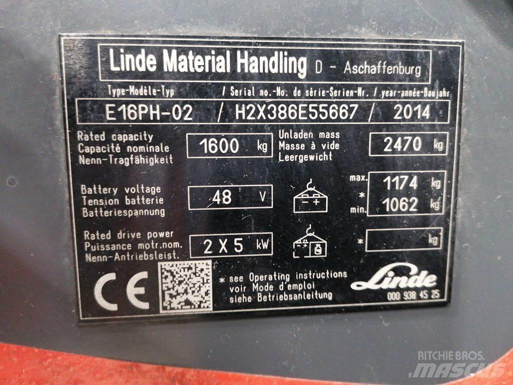 Linde E16PH-02 شاحنات ذات رافعات شوكية تعمل بالكهرباء