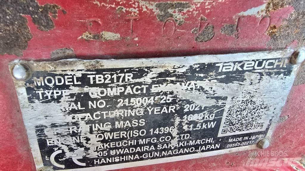 Takeuchi TB 217 R حفارات صغيرة أقل من 7 طن (حفارات صغيرة)