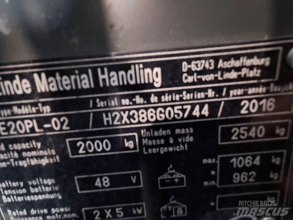 Linde E20PL-02 شاحنات ذات رافعات شوكية تعمل بالكهرباء