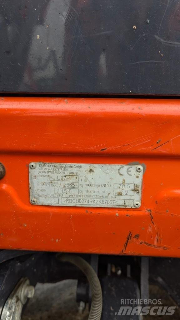 Kubota U 27-4 حفارات صغيرة أقل من 7 طن (حفارات صغيرة)
