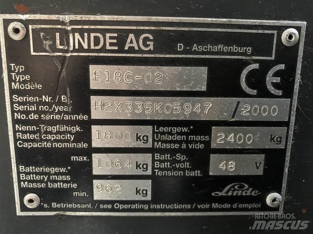 Linde E18C-02 شاحنات ذات رافعات شوكية تعمل بالكهرباء