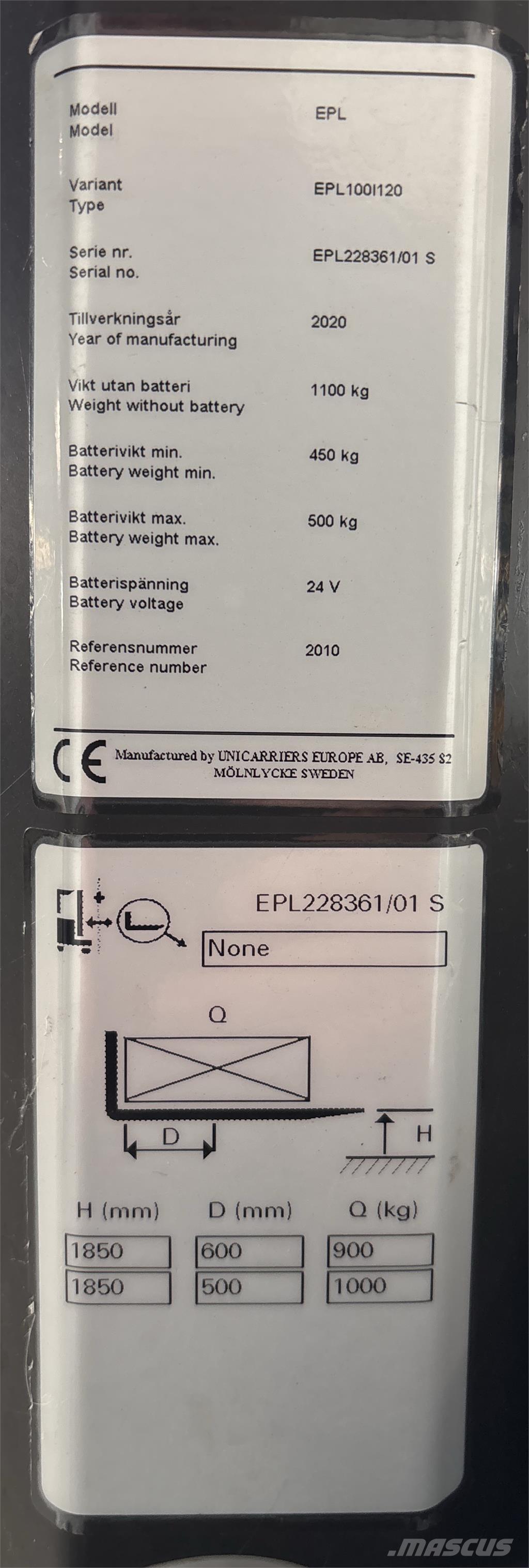 UniCarriers EPL100 معدات الرفع عالي المستوى