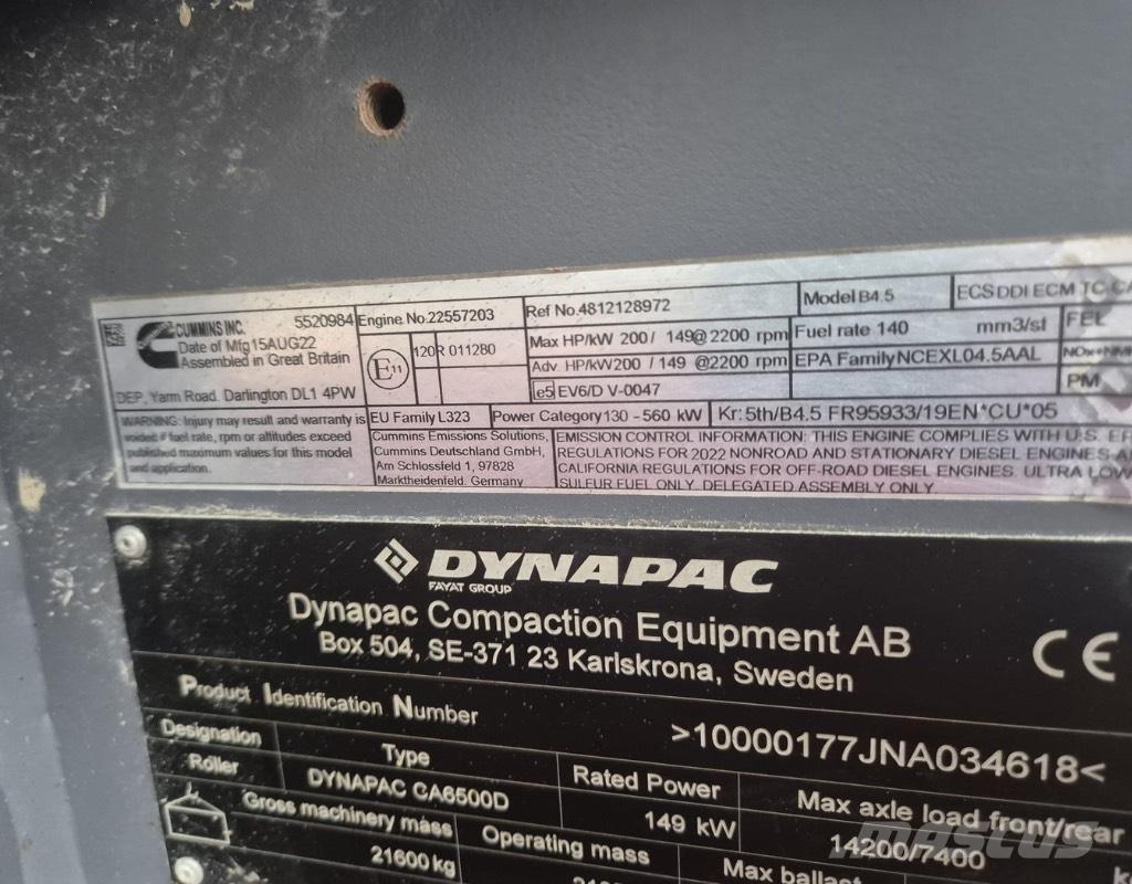 Dynapac CA6500D مداحل أحادية الأسطوانة