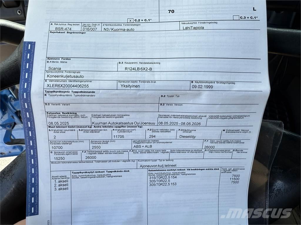 Scania R124 6X2 شاحنات الرافعات