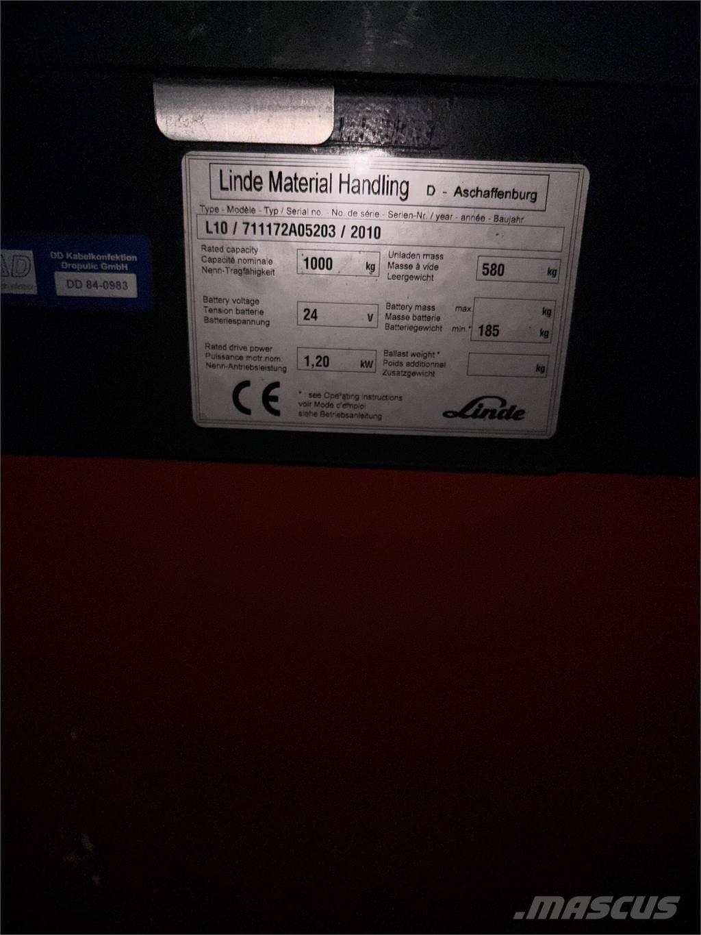 Linde L10 defekt معدات التكديس الجوالة