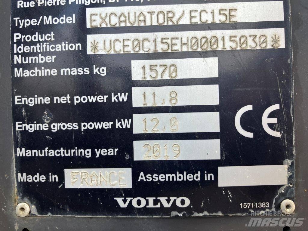 Volvo EC 15 E حفارات صغيرة أقل من 7 طن (حفارات صغيرة)