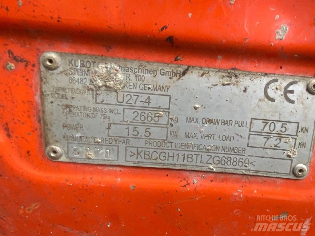 Kubota U 27-4 حفارات صغيرة أقل من 7 طن (حفارات صغيرة)