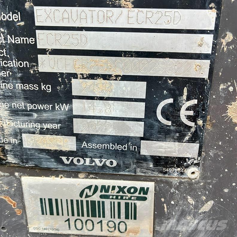 Volvo ECR25D حفارات صغيرة أقل من 7 طن (حفارات صغيرة)