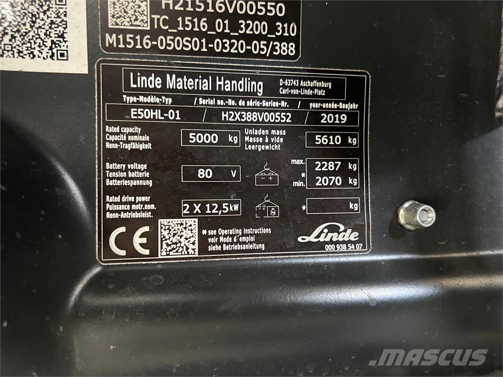 Linde E50HL-01 شاحنات ذات رافعات شوكية تعمل بالكهرباء