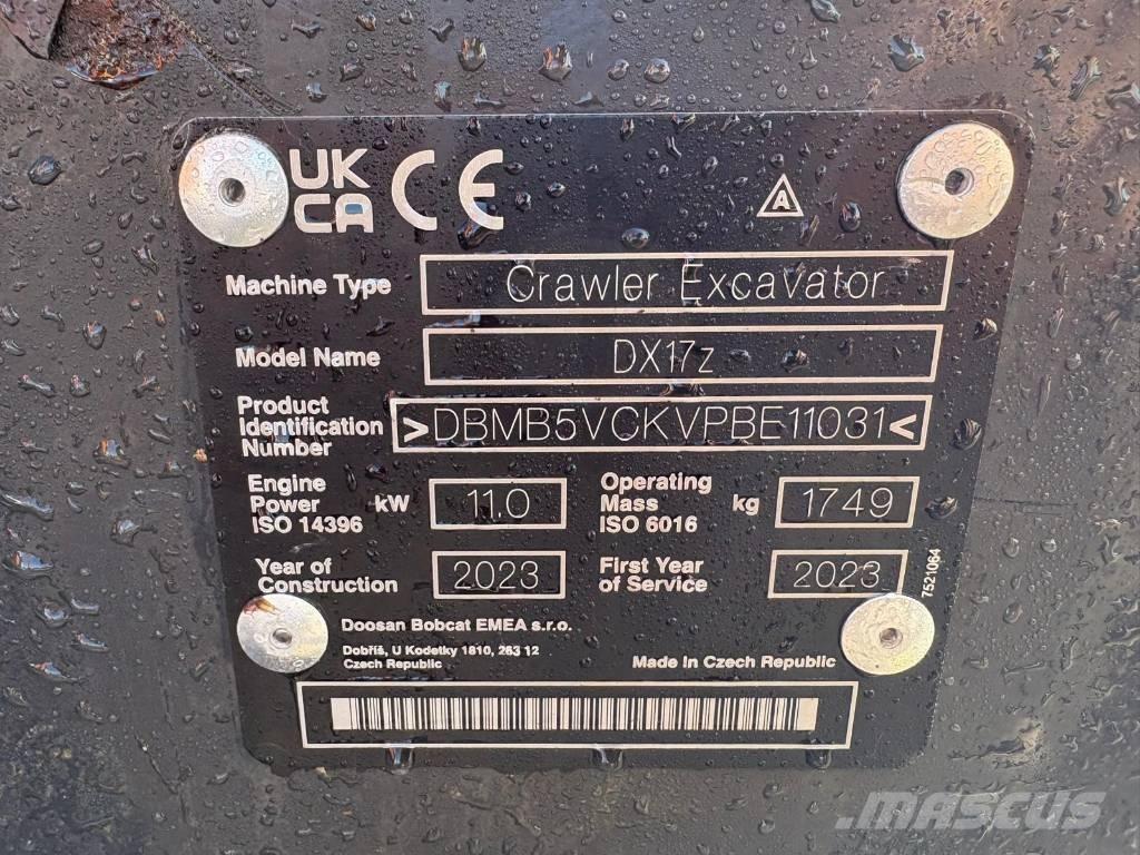 Doosan DX 17 حفارات صغيرة أقل من 7 طن (حفارات صغيرة)