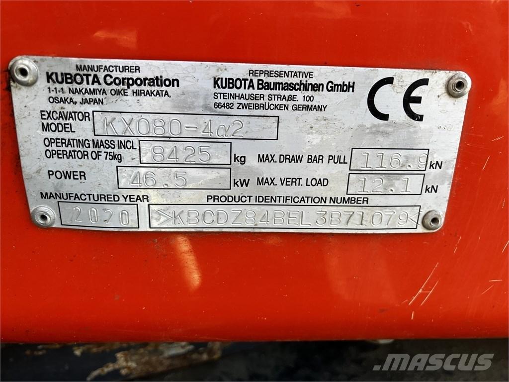 Kubota KX 080-4 A2 حفارات وسط 7 طن - 12 طن