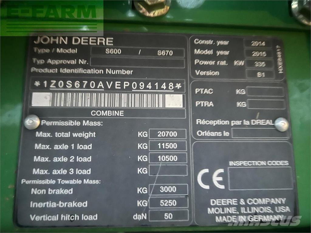 John Deere s670i حصادات