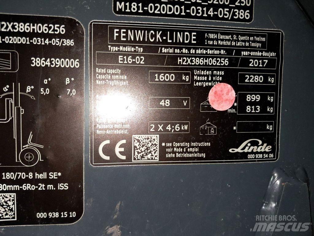 Linde E16-02 شاحنات ذات رافعات شوكية تعمل بالكهرباء