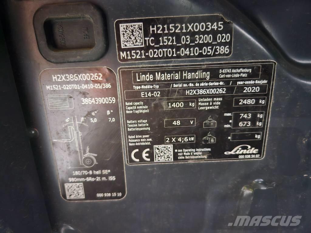 Linde E14 شاحنات ذات رافعات شوكية تعمل بالكهرباء