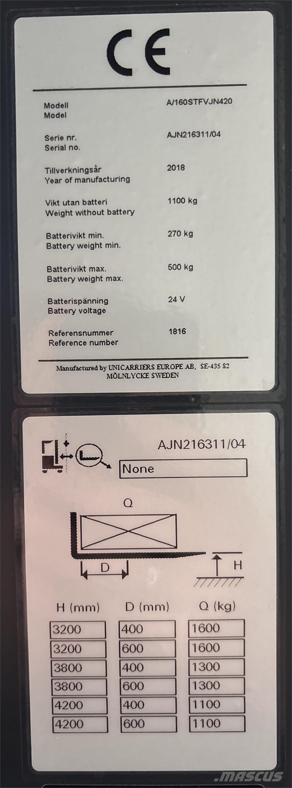 Atlet A160 شاحنات مناولة ذاتية الدفع