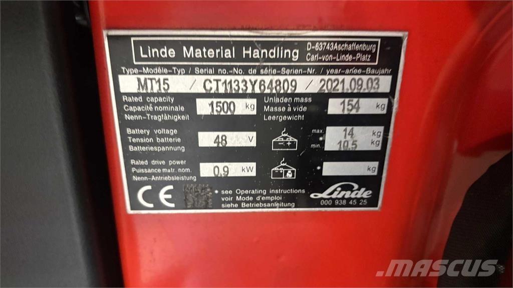 Linde MT15 شاحنات ذات رافعات شوكية تعمل بالكهرباء