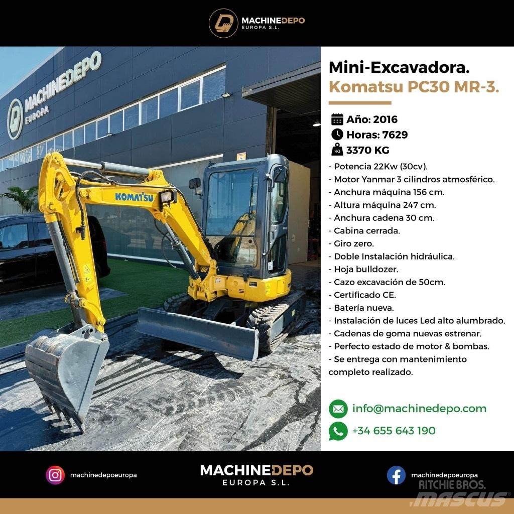 Komatsu PC 30 MR-3 حفارات صغيرة أقل من 7 طن (حفارات صغيرة)