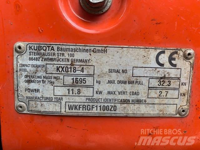 Kubota KX 018-4 حفارات صغيرة أقل من 7 طن (حفارات صغيرة)