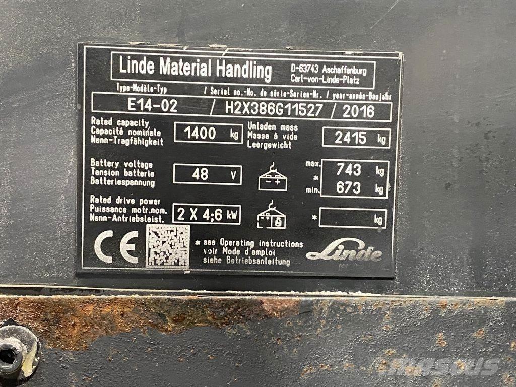 Linde E14-02 شاحنات ذات رافعات شوكية تعمل بالكهرباء