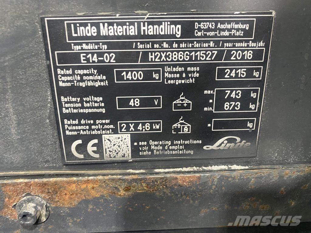 Linde E14-02 شاحنات ذات رافعات شوكية تعمل بالكهرباء