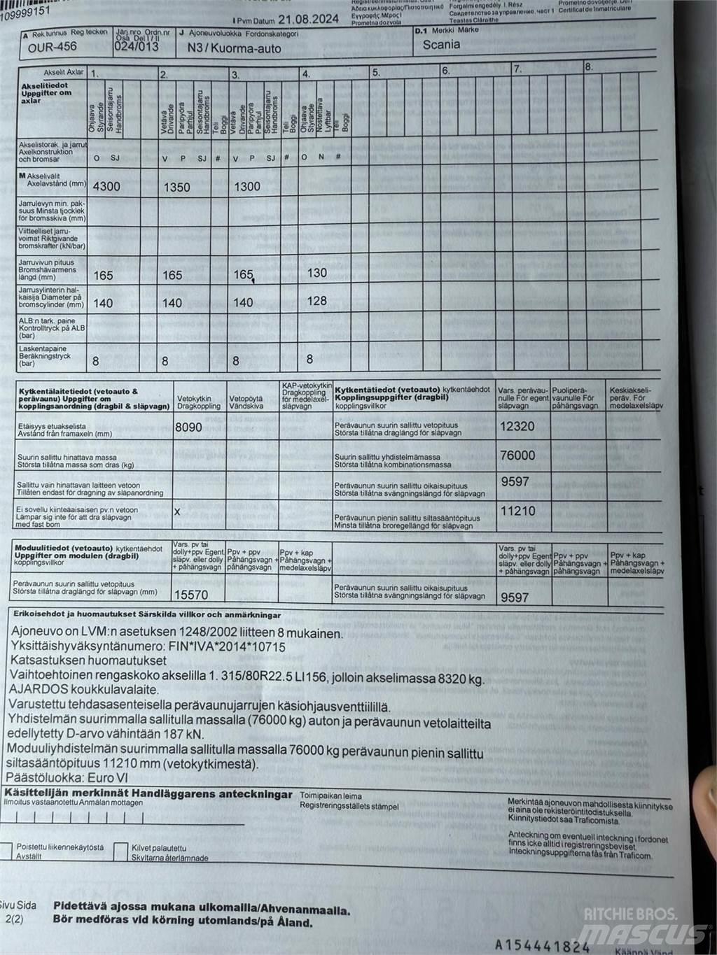 Scania R730 8x4 شاحنات الرافعات الخطافية