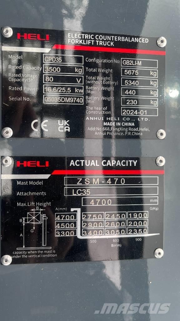 Heli CPD35-GB2LI-M شاحنات ذات رافعات شوكية تعمل بالكهرباء
