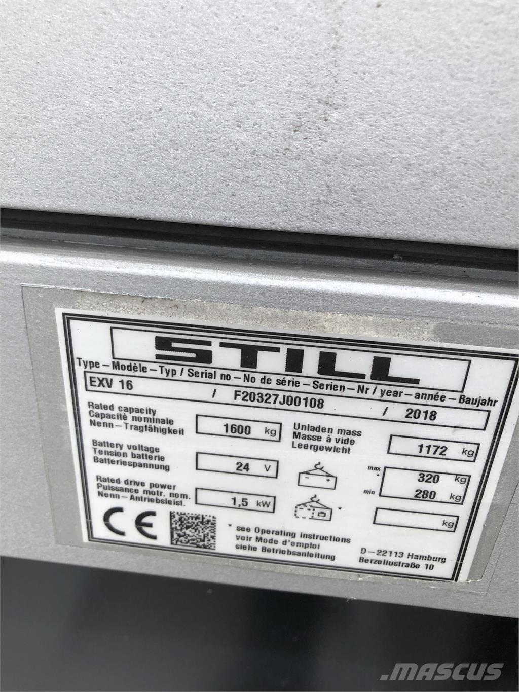 Still EXV 16 شاحنات مناولة ذاتية الدفع