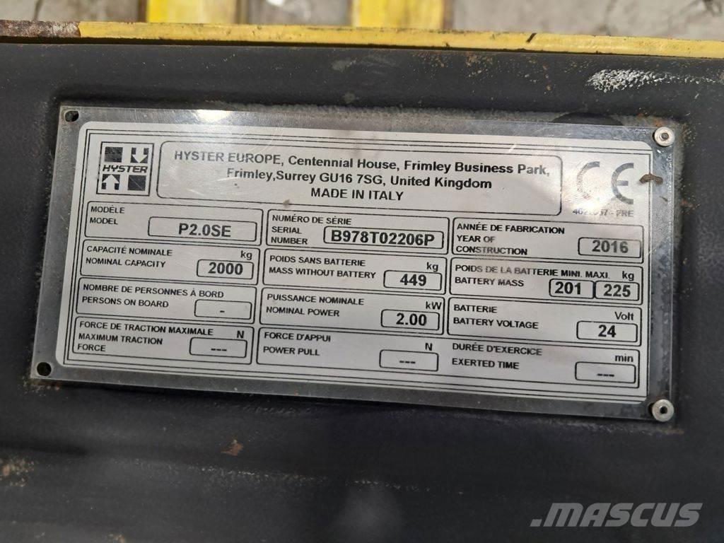 Hyster P2.OSE رافعة منخفضة المستوى ذات منصة