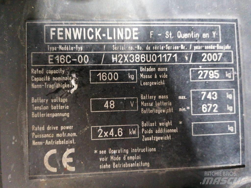 Linde E16C-00 شاحنات ذات رافعات شوكية تعمل بالكهرباء