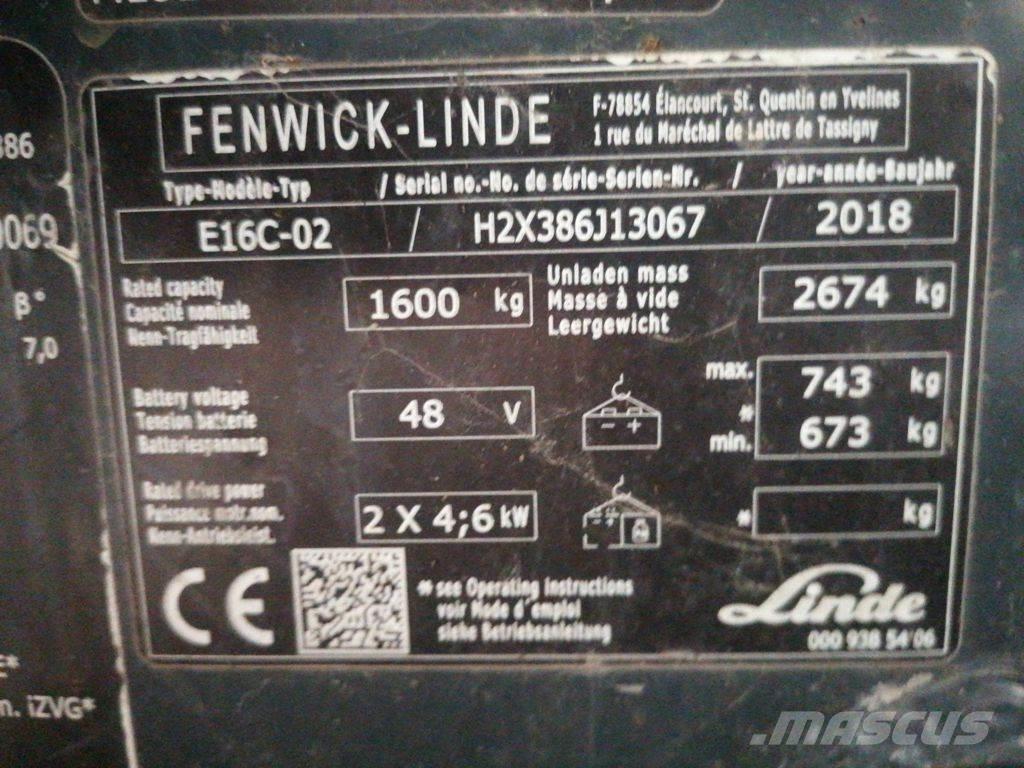 Linde E16C شاحنات ذات رافعات شوكية تعمل بالكهرباء