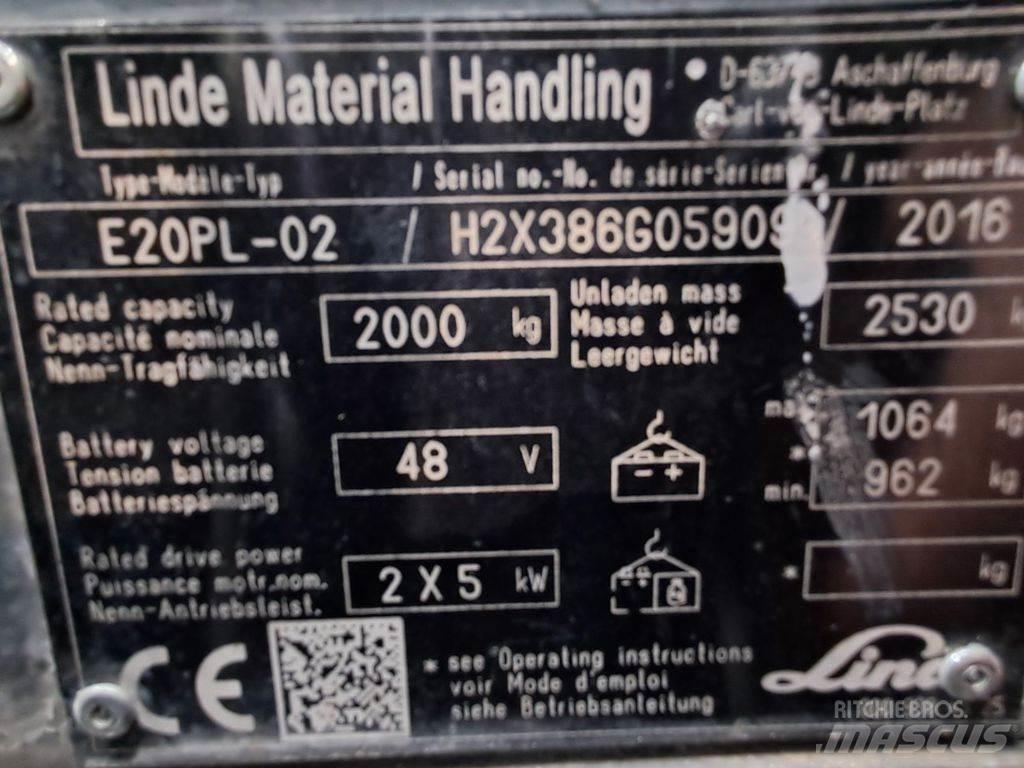 Linde E20PL-02 شاحنات ذات رافعات شوكية تعمل بالكهرباء