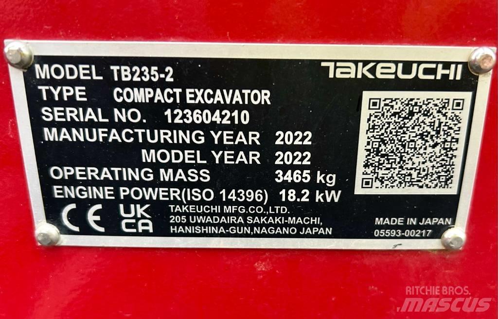Takeuchi TB 235-2 V3 حفارات صغيرة أقل من 7 طن (حفارات صغيرة)