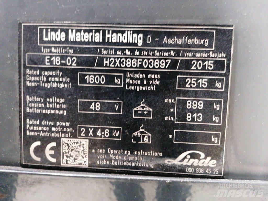 Linde E16-02 شاحنات ذات رافعات شوكية تعمل بالكهرباء
