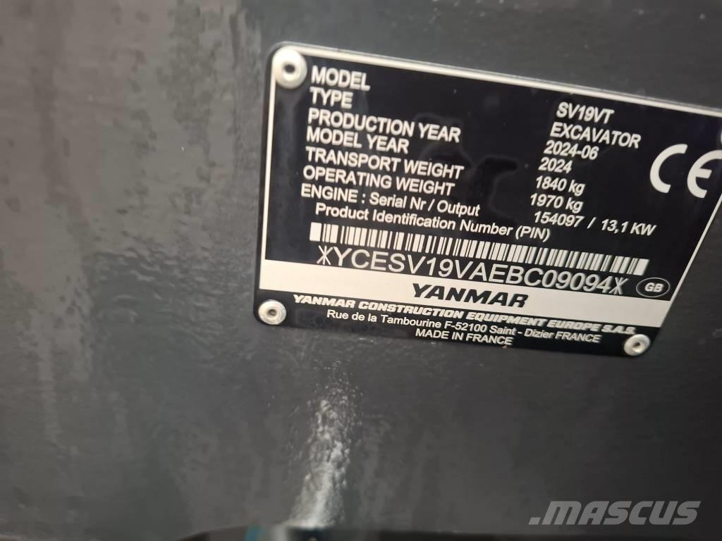 Yanmar SV 19 VT حفارات صغيرة أقل من 7 طن (حفارات صغيرة)