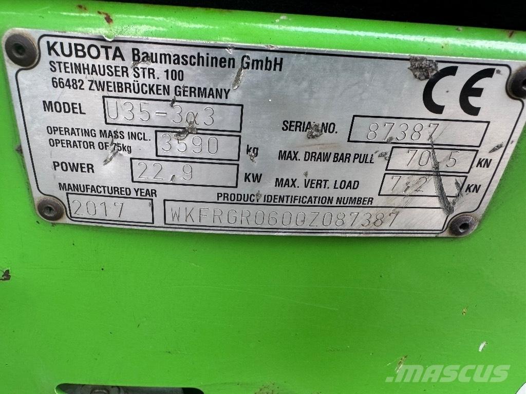 Kubota U 35-3 A حفارات صغيرة أقل من 7 طن (حفارات صغيرة)