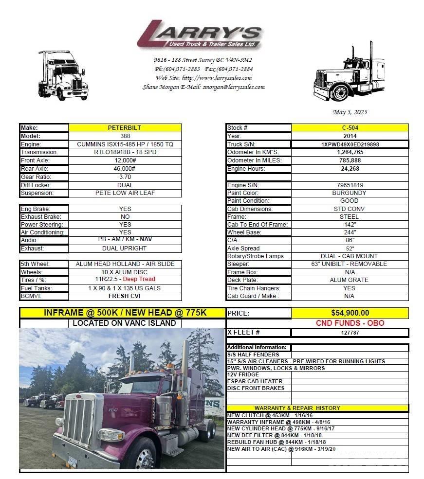Peterbilt 388 وحدات الجر
