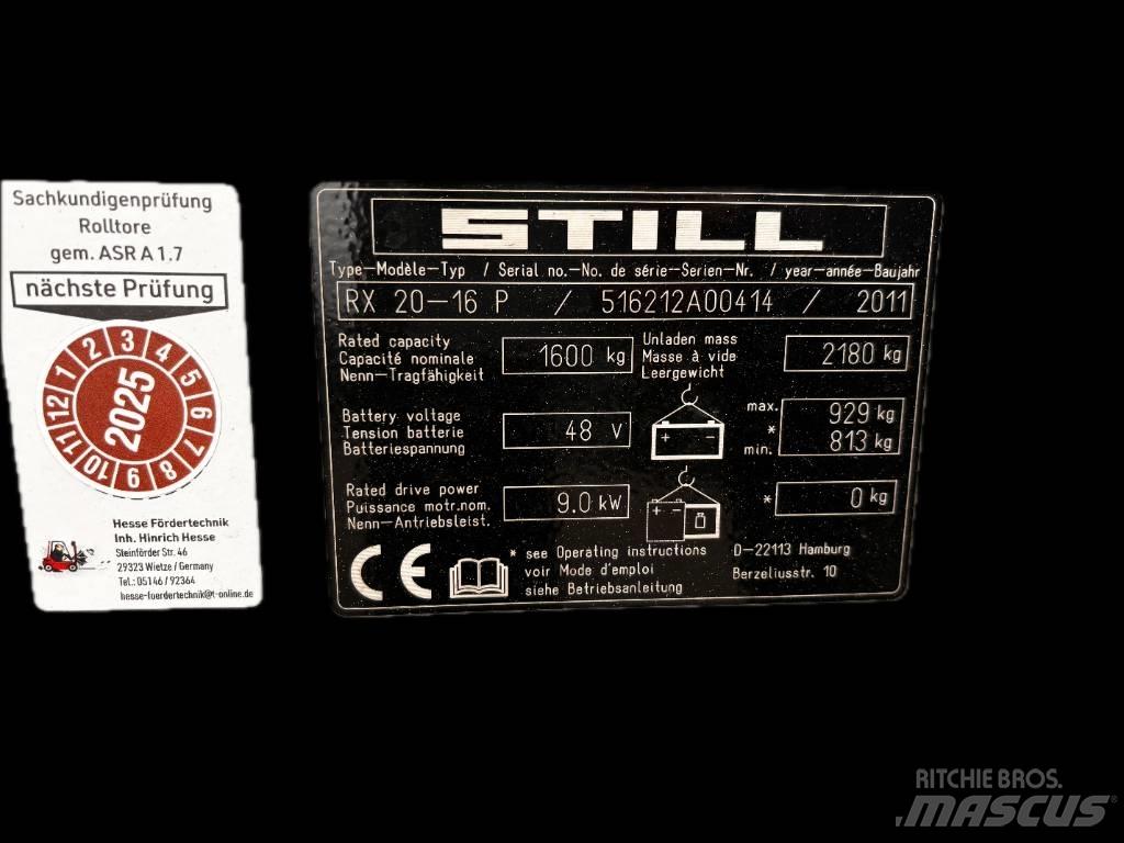 Still RX20-16P شاحنات ذات رافعات شوكية تعمل بالكهرباء